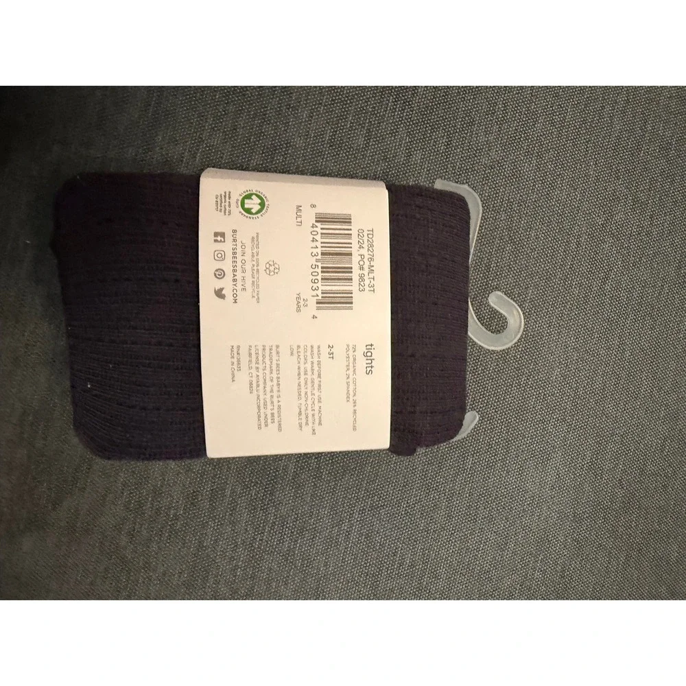 Burt's Bees Kids Organic Cotton Tights 2 Pack Cream Purple 2-3T TD28276-MLT-3T‎